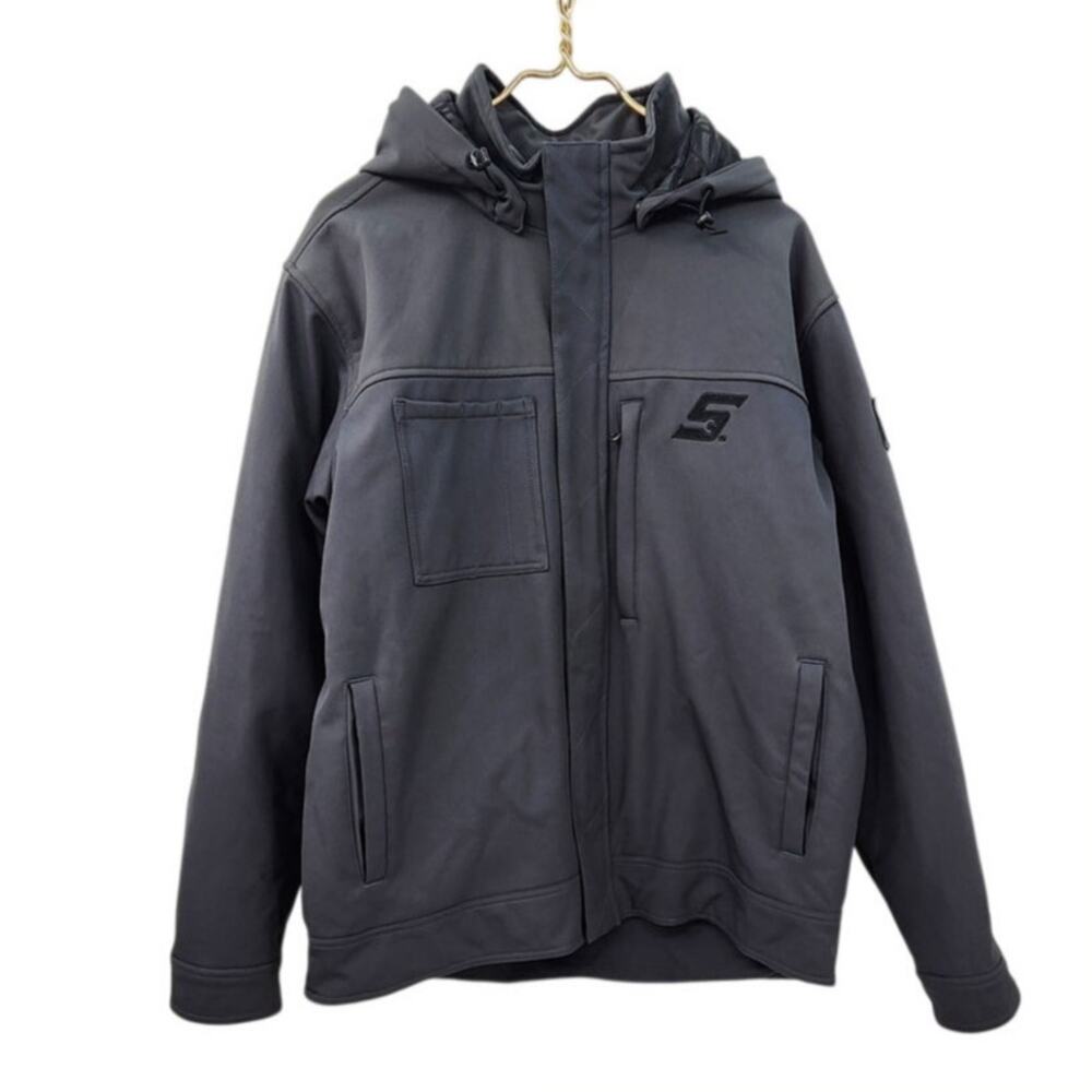 Snap-on Insulated Grey Hooded Jacket Size Large